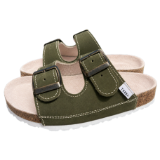 Kožené pantofle Khaki – dvoupáskové