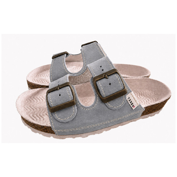 Dámské kožené pantofle Soft Grey – dvoupáskové Dámské kožené pantofle Soft Grey – dvoupáskové