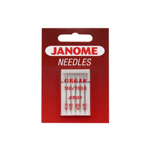 Jehly Janome pro úplety a elastické materiály – 5 ks o síle 70, 80, 90 a 100 Jehly Janome pro úplety a elastické materiály – 5 ks o síle 70, 80, 90 a 100