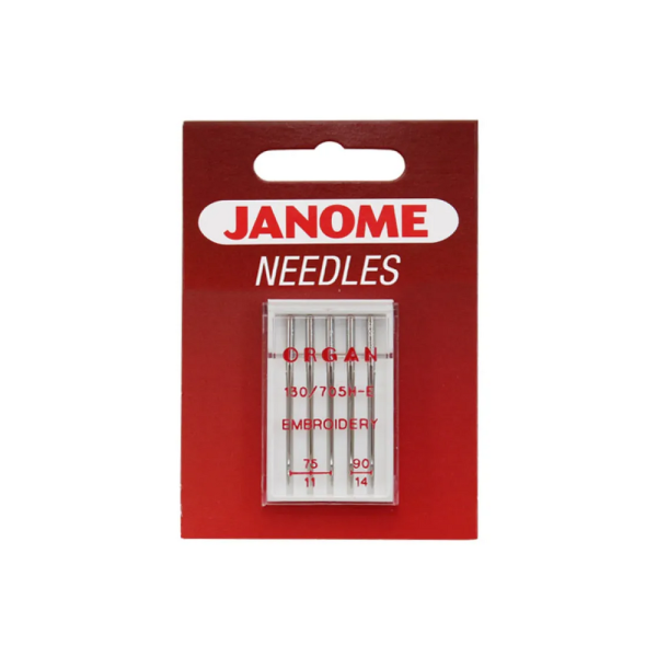 Jehly Janome pro vyšívání – 5 ks o síle 75 a 90 Jehly Janome pro vyšívání – 5 ks o síle 75 a 90