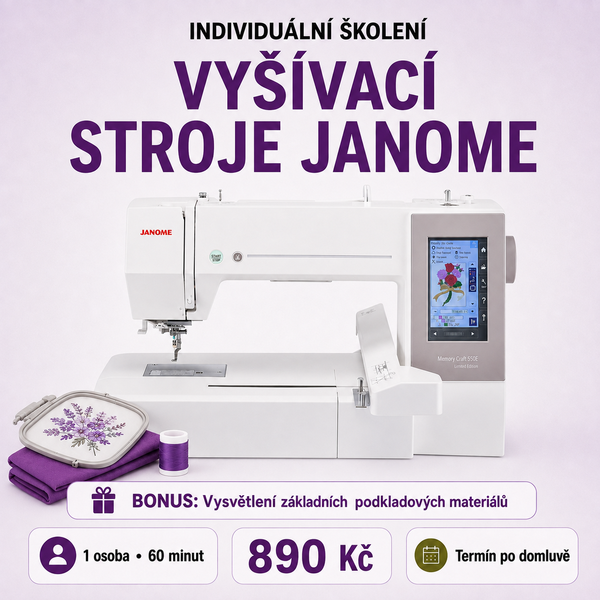 Individuální školení na vyšívací stroje Janome – 60 minut Individuální školení na vyšívací stroje Janome – 60 minut