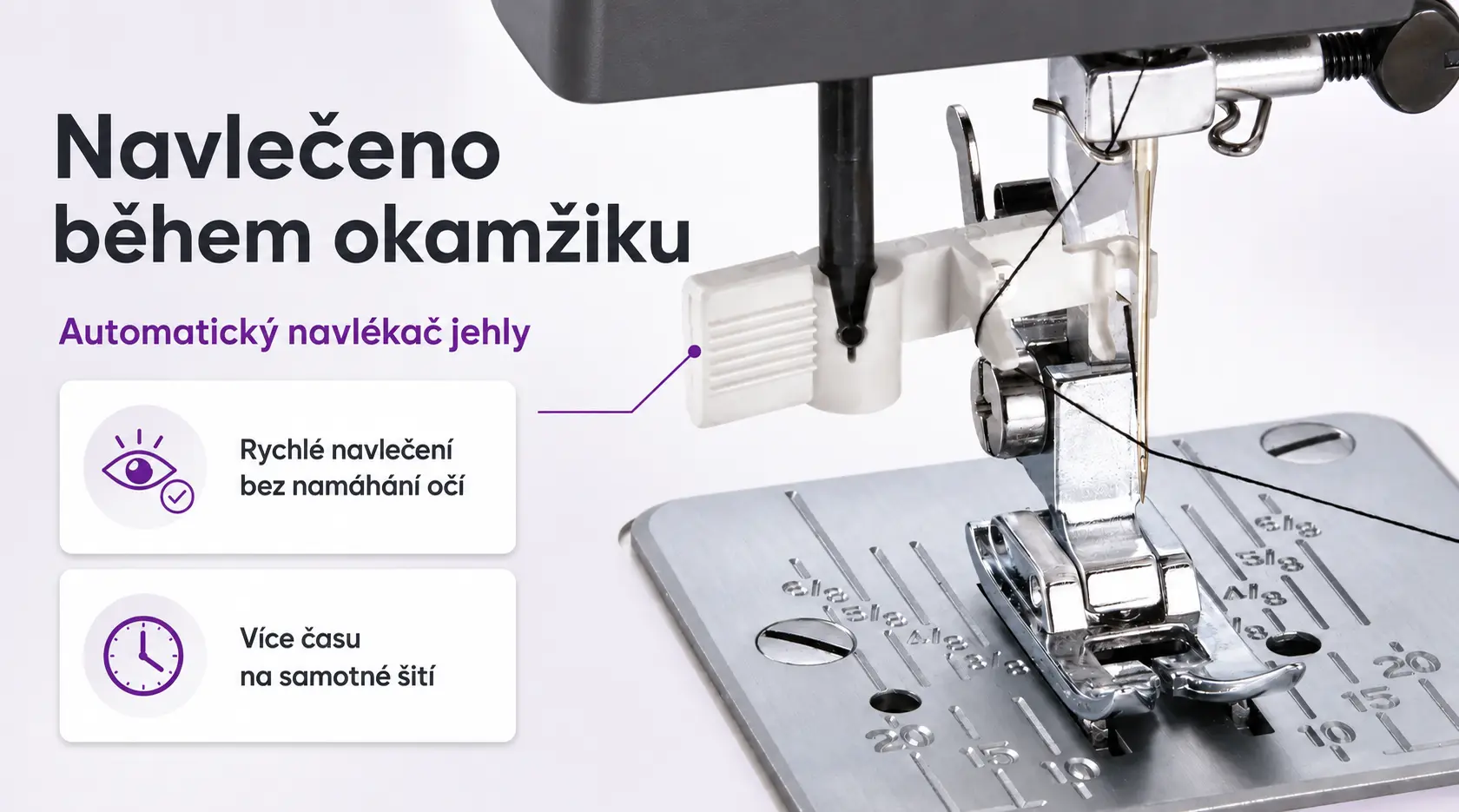 Janome 1522 DG – automatický navlékač jehly