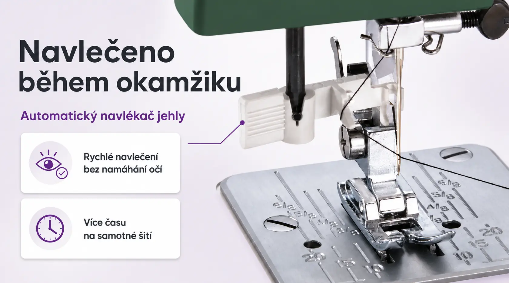 Janome 1522 GN – automatický navlékač jehly
