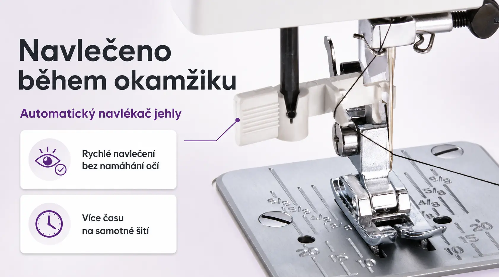 Janome 1522 LG – automatický navlékač jehly