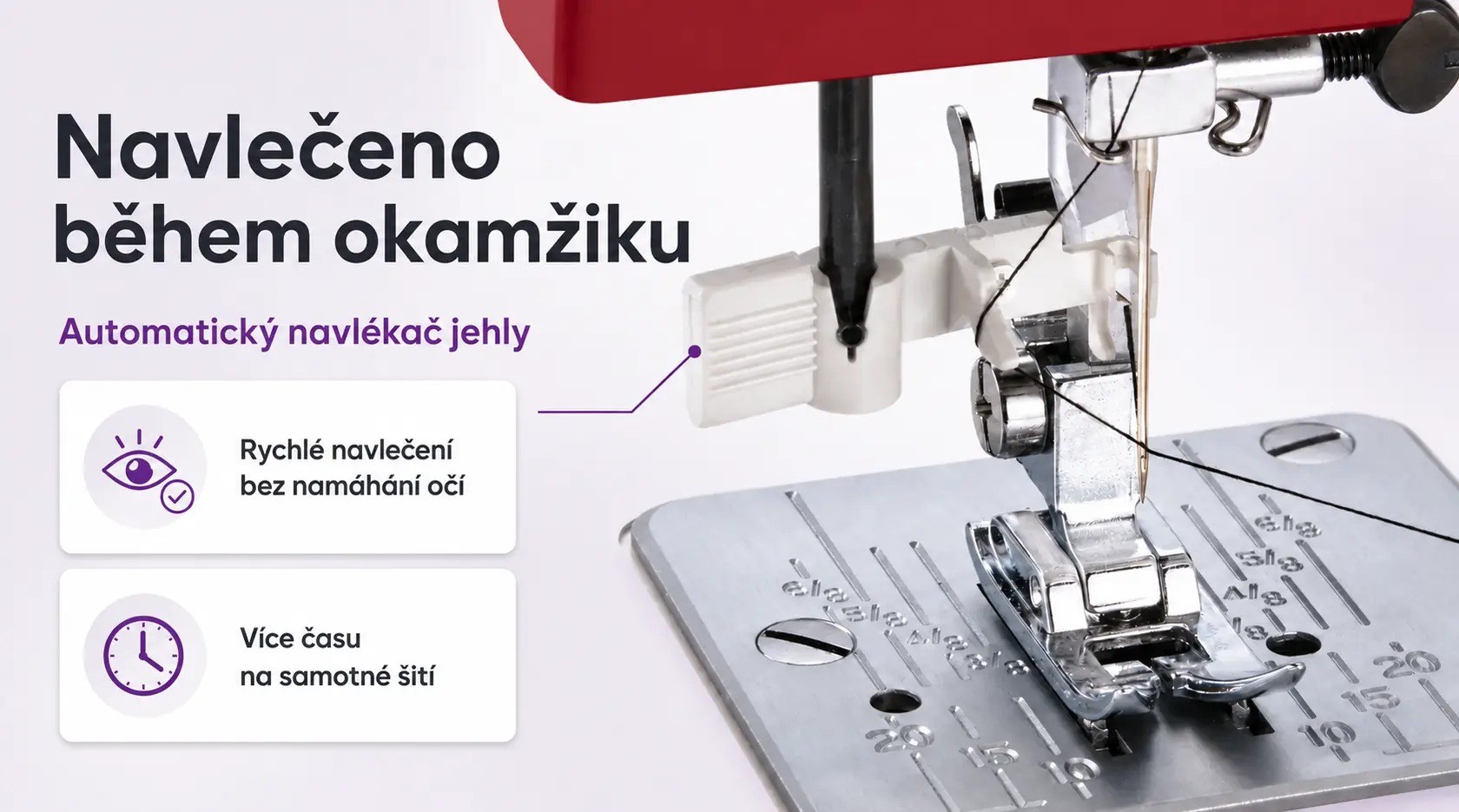 Janome 1522 RD – automatický navlékač jehly
